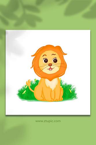 卡通狮子卡通动物可爱狮子插画元素