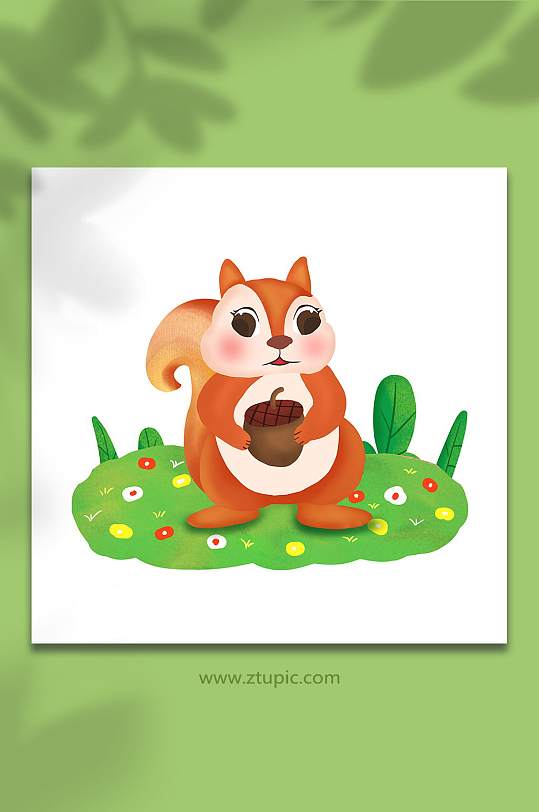 松鼠卡通动物可爱卡通松鼠元素插画-众图网