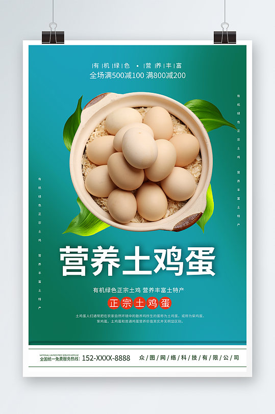 简约营养农家土鸡蛋宣传海报