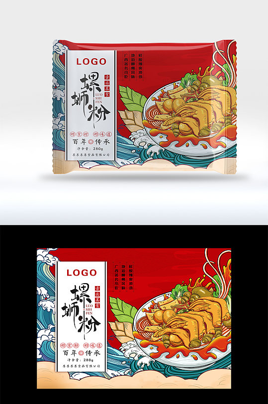 国潮大气螺蛳粉包装-众图网