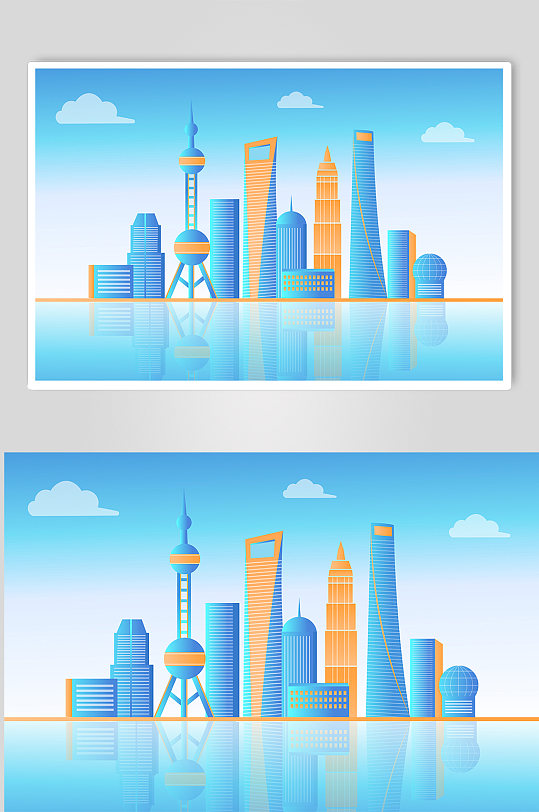 上海城市标志建筑插画