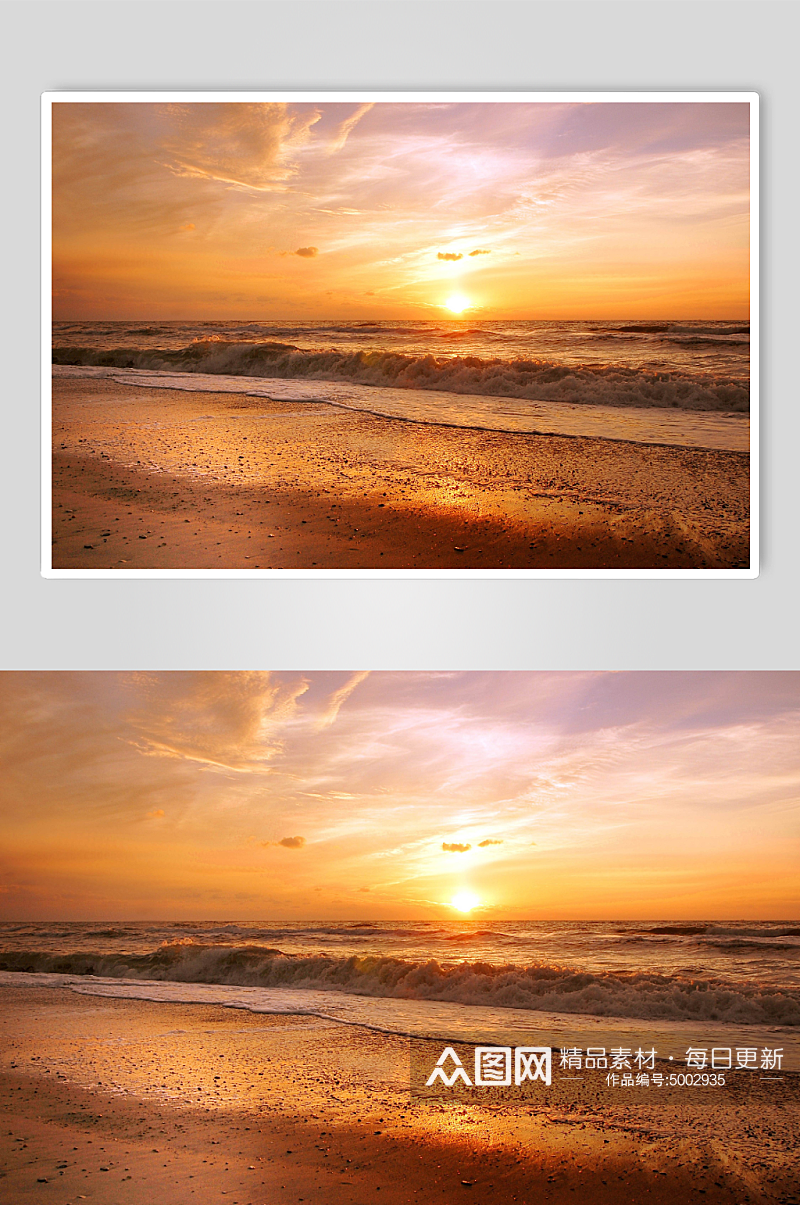 海滩日出日落摄影素材
