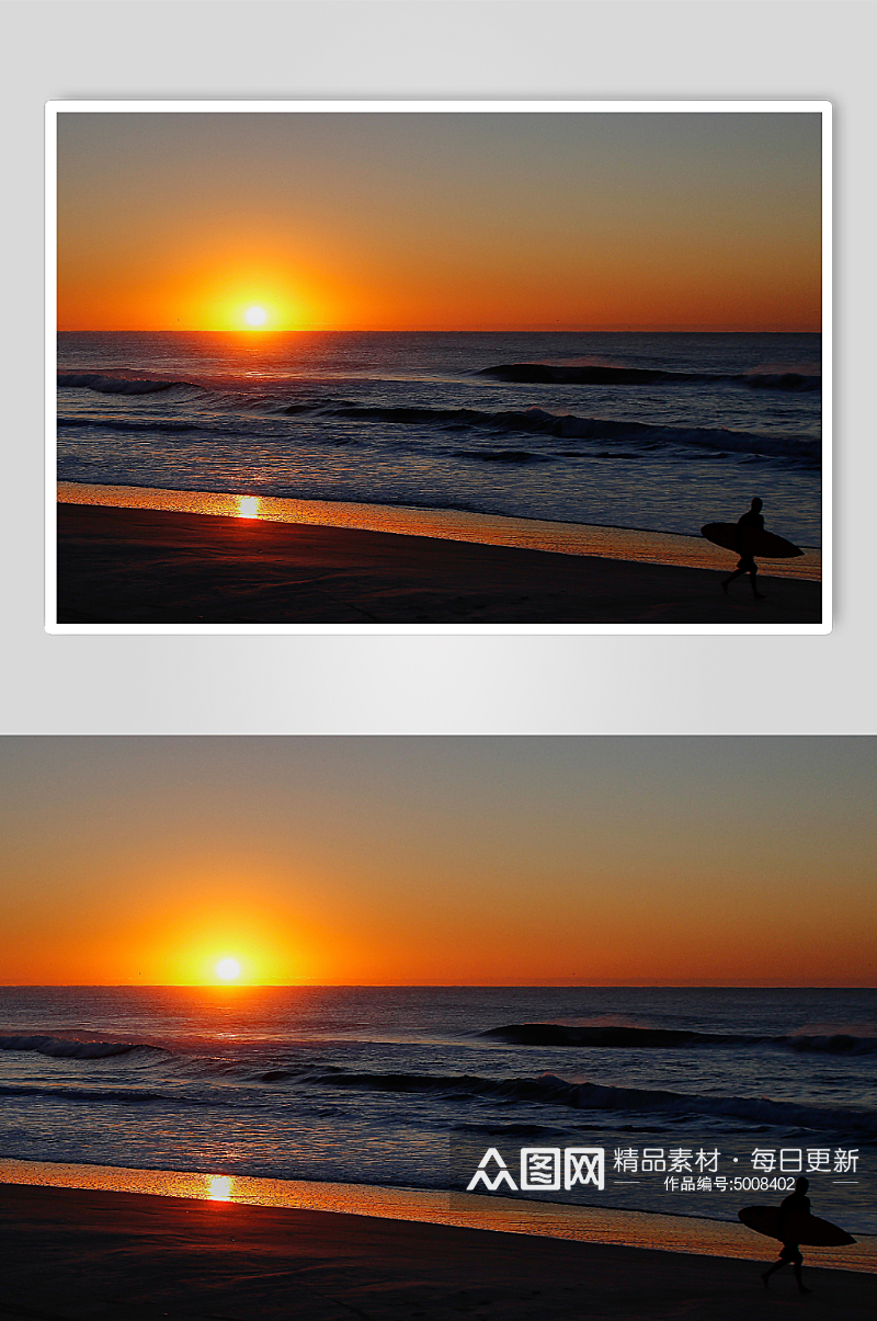 海滩日出日落摄影素材