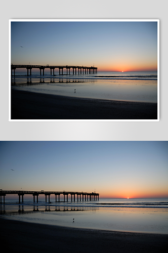 蓝色海滩日出日落摄影