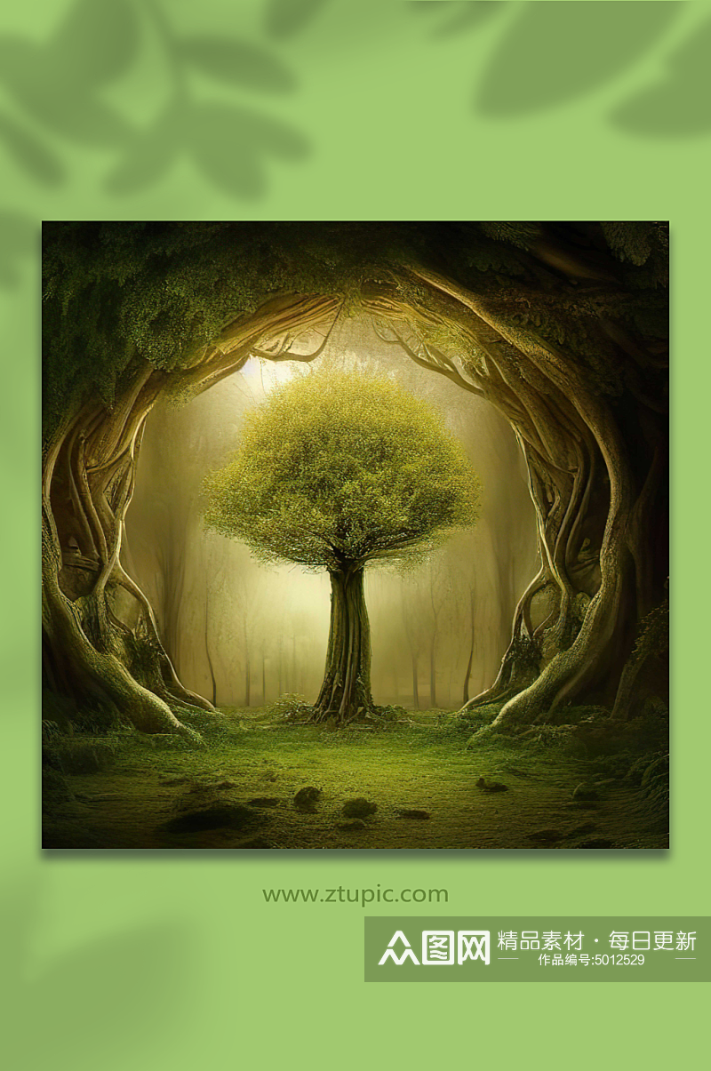 绿色梦幻森林背景图片素材