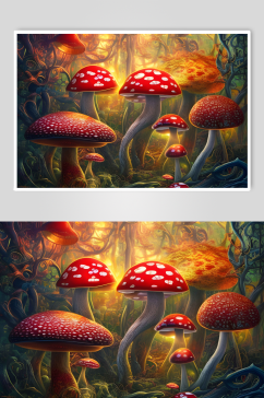 梦幻森林蘑菇背景图片