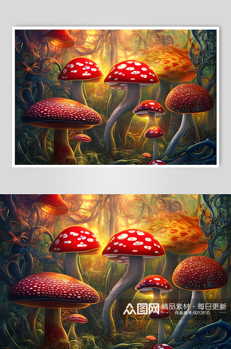 梦幻森林蘑菇背景图片素材