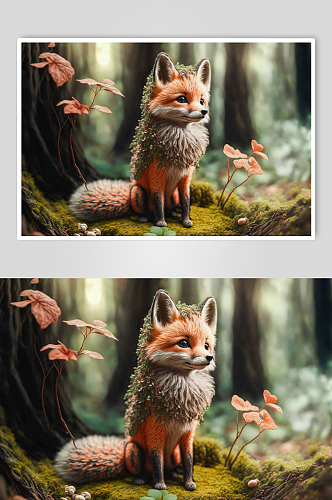 唯美森林狐狸图片