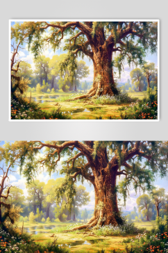 梦幻森林树木背景图片