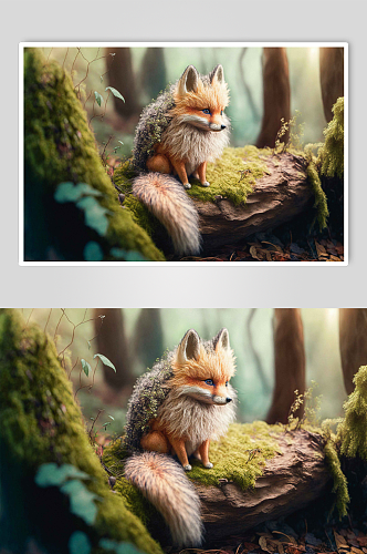 唯美森林狐狸背景图片