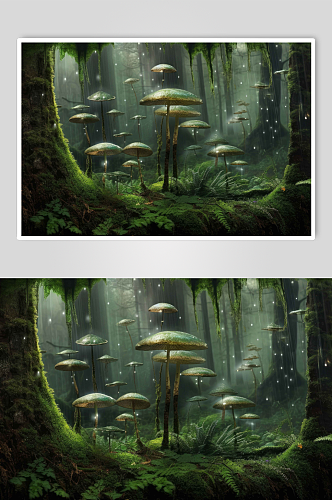 梦幻森林蘑菇背景