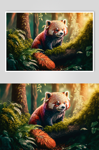 森林小熊猫背景图片
