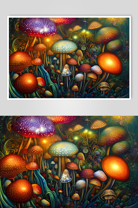 梦幻发光蘑菇图片