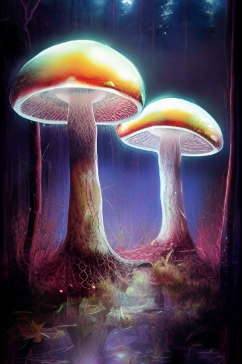 梦幻森林发光蘑菇背景图片
