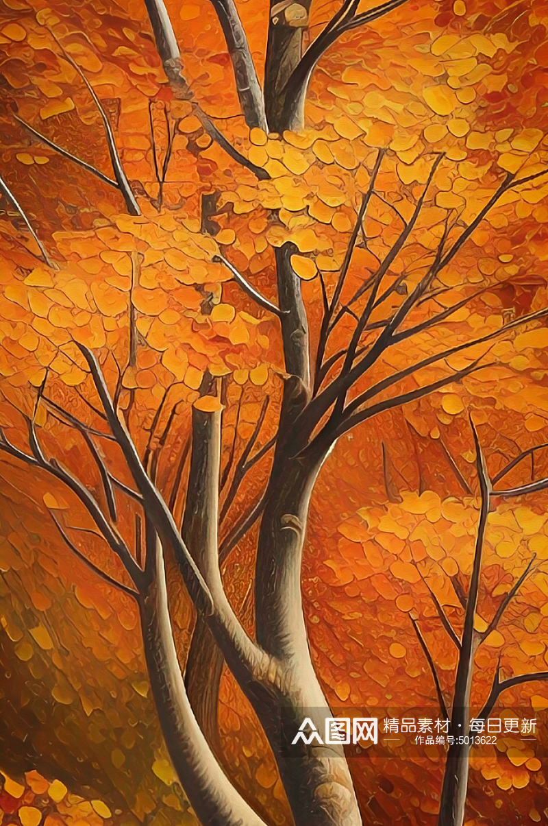 唯美秋季树木落叶背景素材