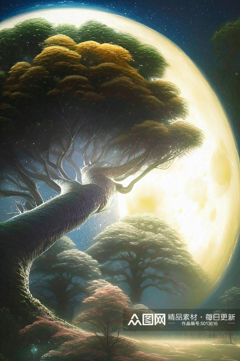 梦幻森林月球背景图片素材