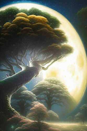 梦幻森林月球背景图片