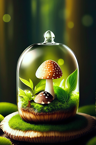 梦幻森林环保蘑菇背景