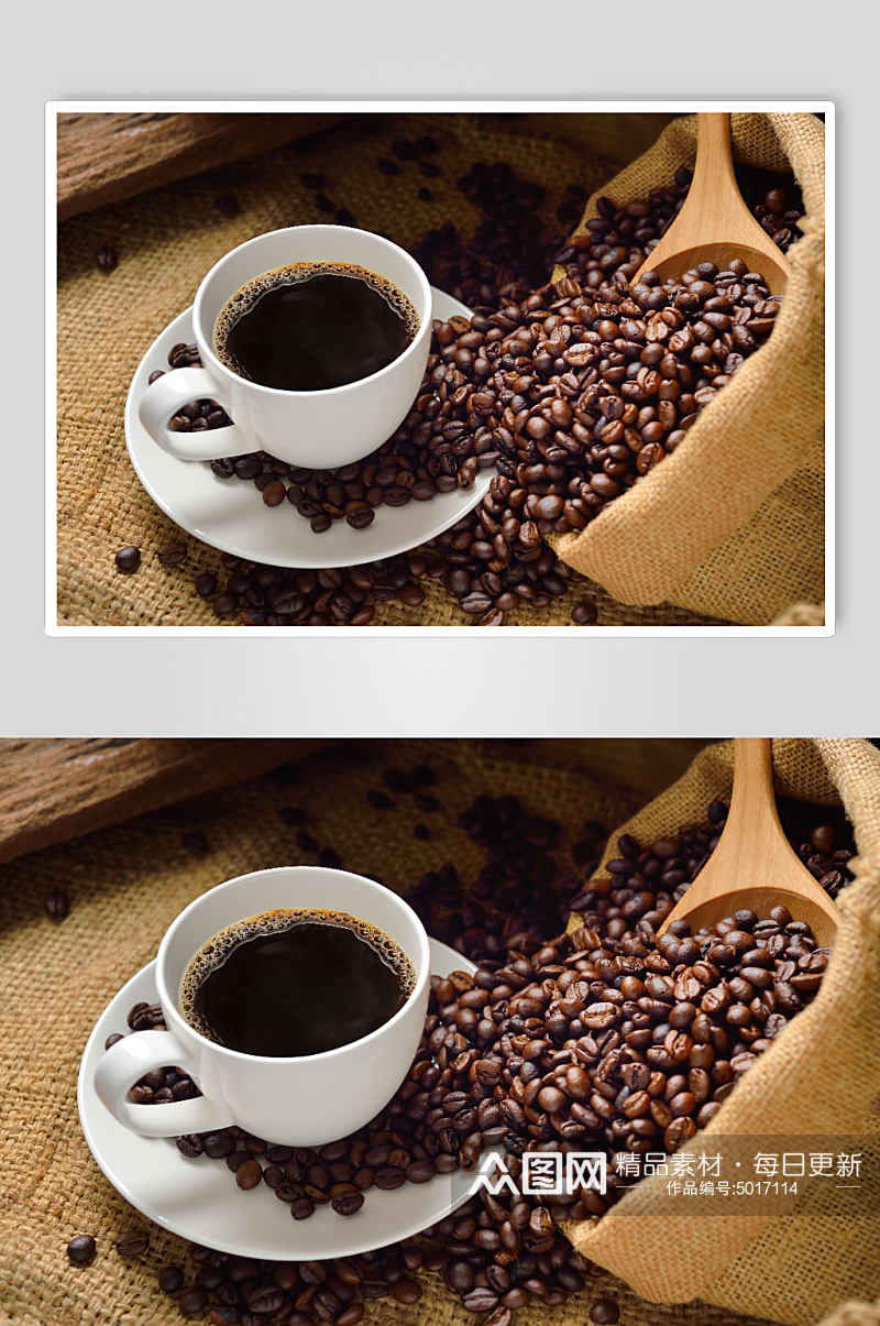 咖啡豆咖啡杯静物摄影素材