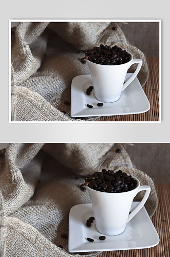 咖啡豆咖啡杯静物摄影