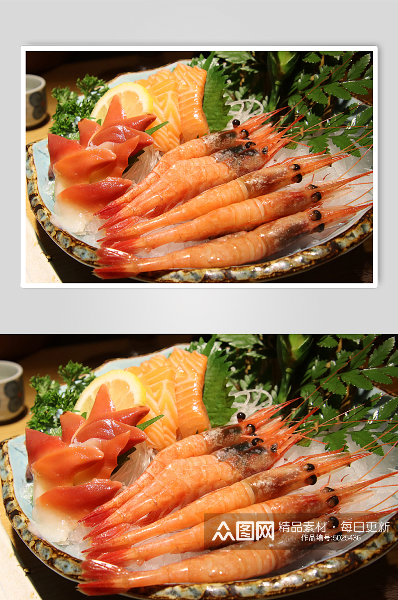 日式鲜虾三文鱼摄影素材