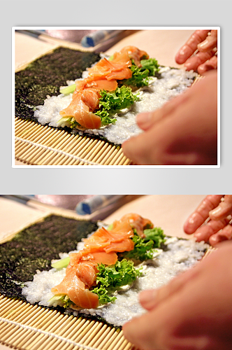 日式鲜嫩的三文鱼摄影