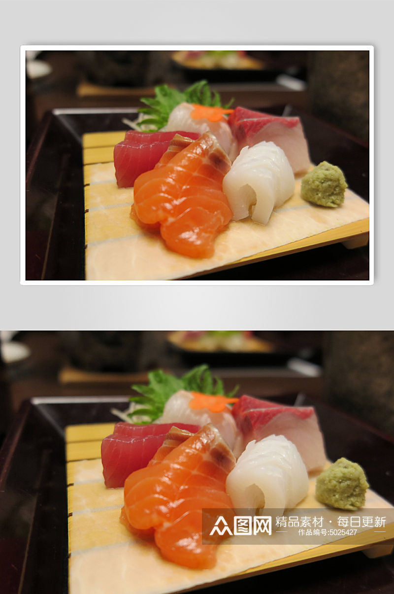 日式三文鱼生鱼片摄影素材