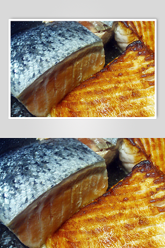 烤三文鱼美食摄影