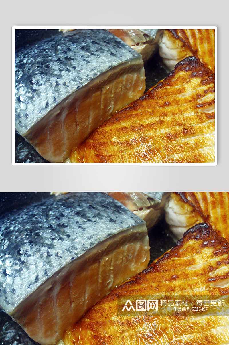 烤三文鱼美食摄影素材