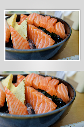 日式三文鱼生鱼片美食摄影