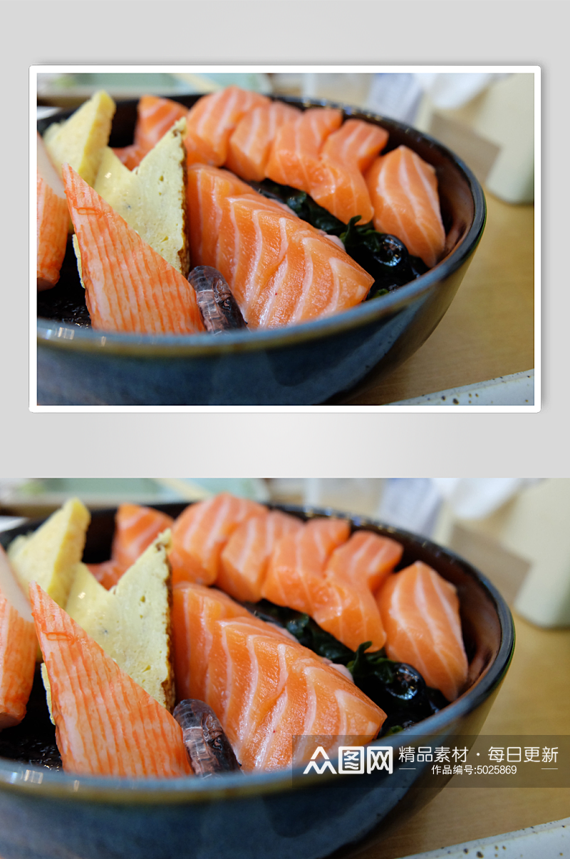日式三文鱼生鱼片美食摄影素材