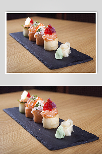 创意三文鱼寿司摄影图片