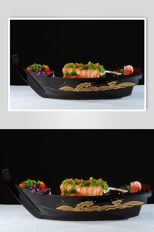 创意日式三文鱼拼盘摄影