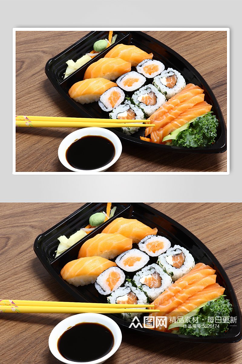 三文鱼寿司美食摄影素材