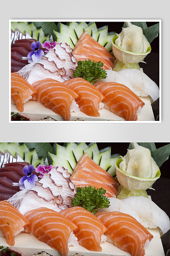 三文鱼海鲜寿司摄影图片