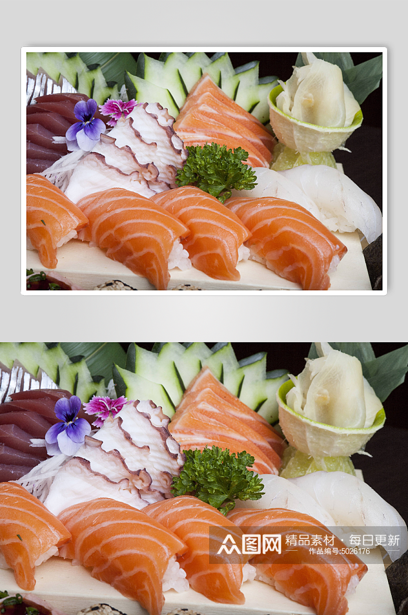 三文鱼海鲜寿司摄影图片素材
