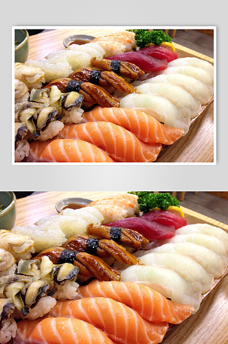 三文鱼海鲜拼盘美食图片