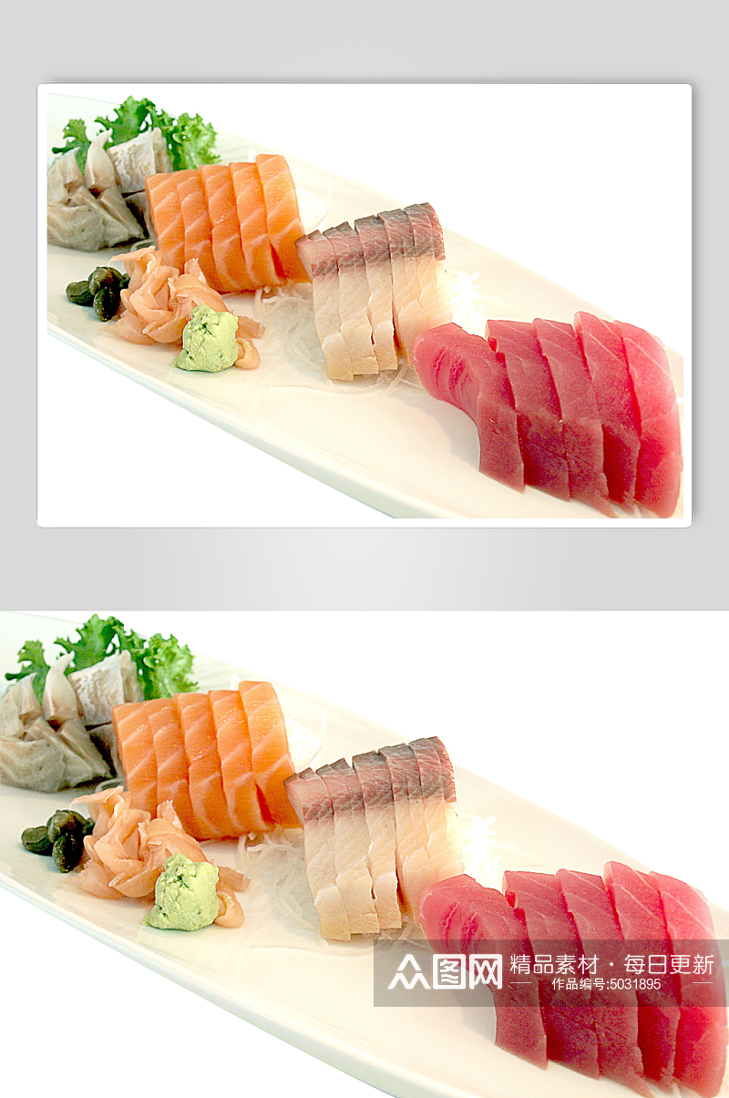 日式三文鱼生鱼片拼盘图片素材