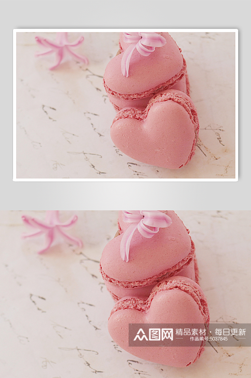 粉色心形马卡龙甜品图片素材