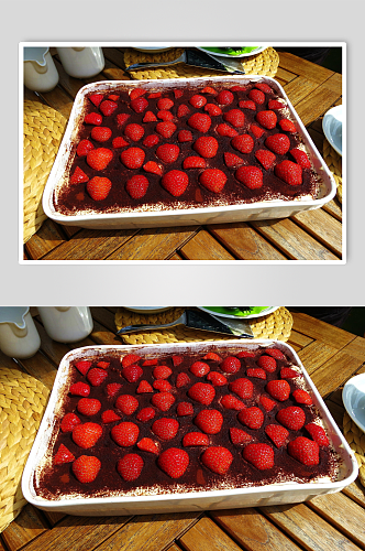 创意草莓提拉米苏摄影