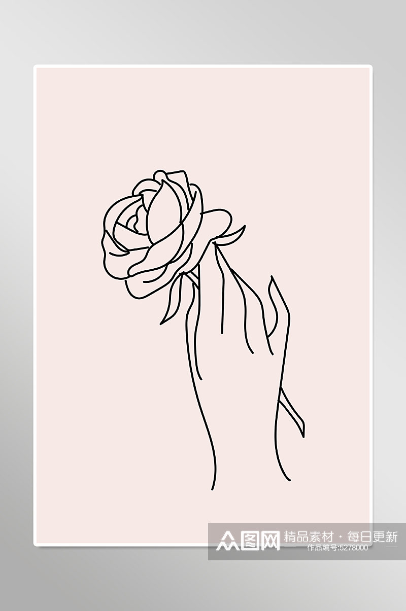 简约线条玫瑰花装饰画素材