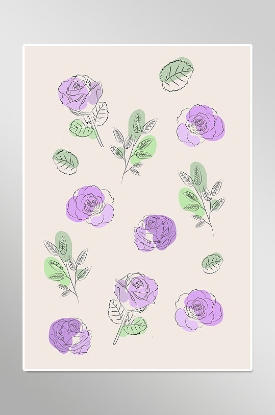 紫色玫瑰简约装饰画