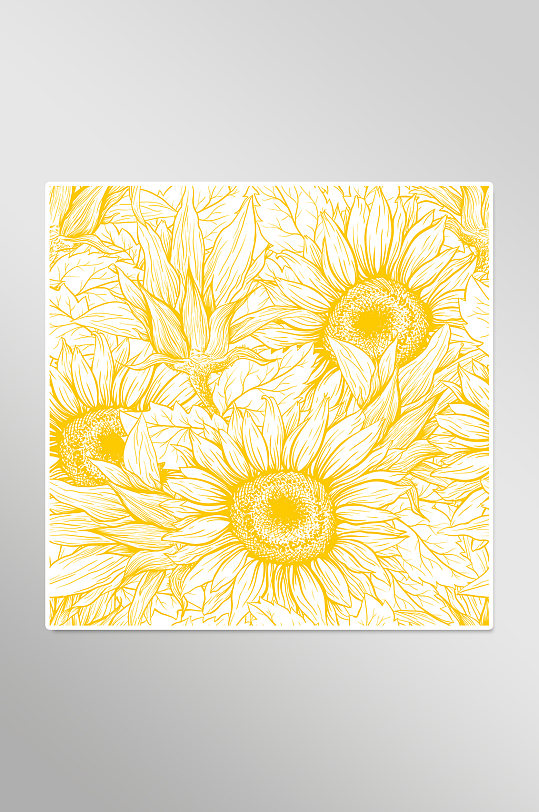 素描风黄白色向日葵背景图