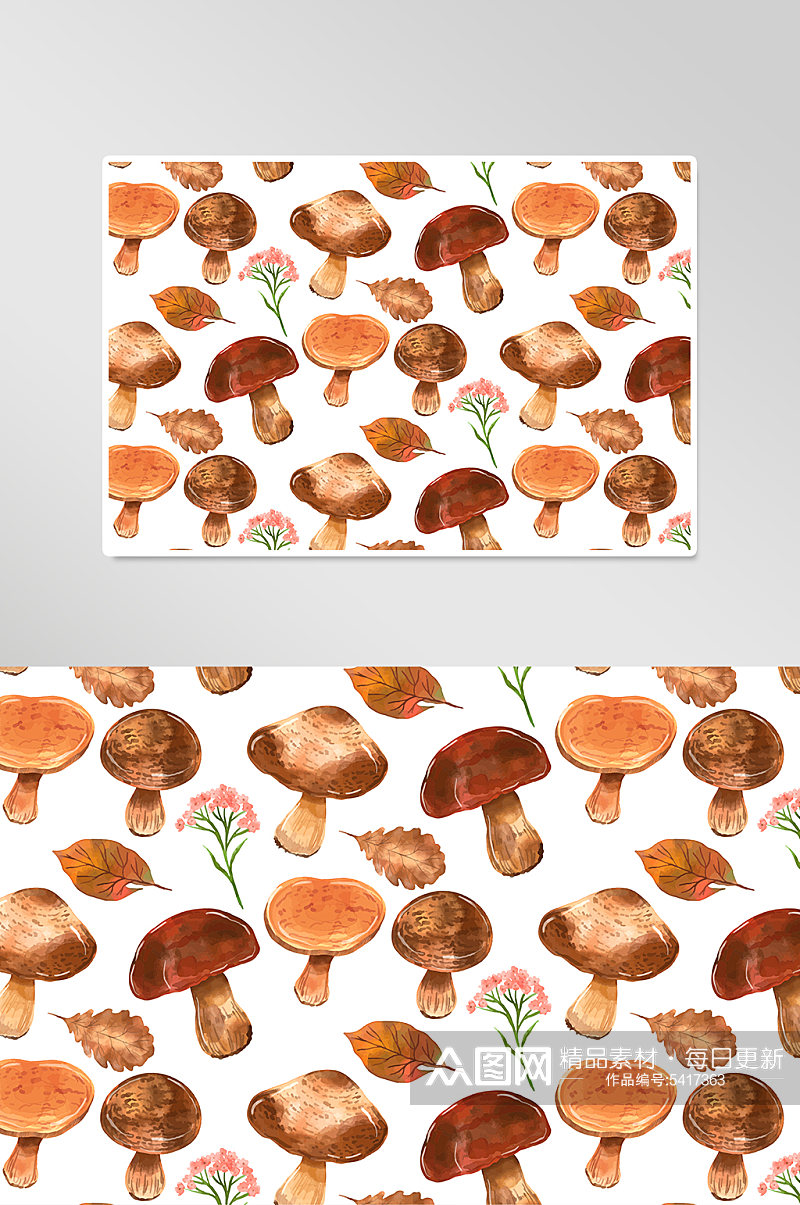 涂鸦风棕色蘑菇背景图素材