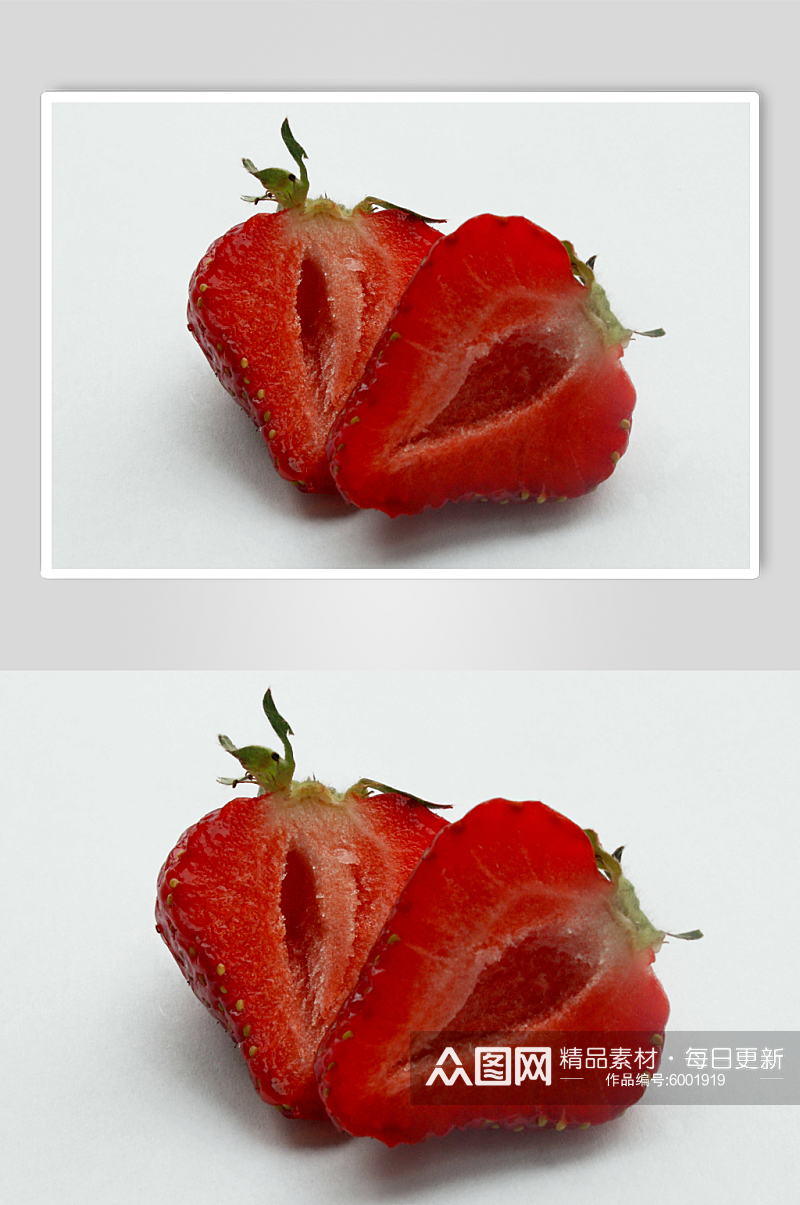 草莓果切新鲜水果图片素材