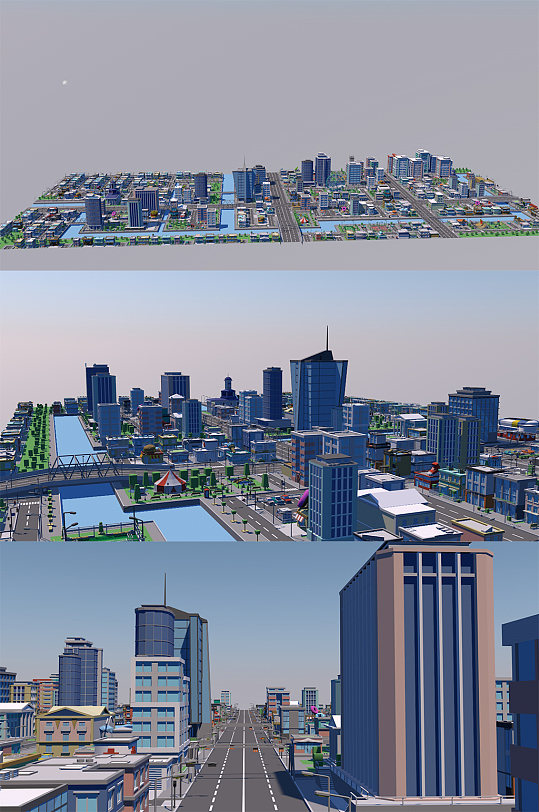 C4D卡通城市建筑-众图网