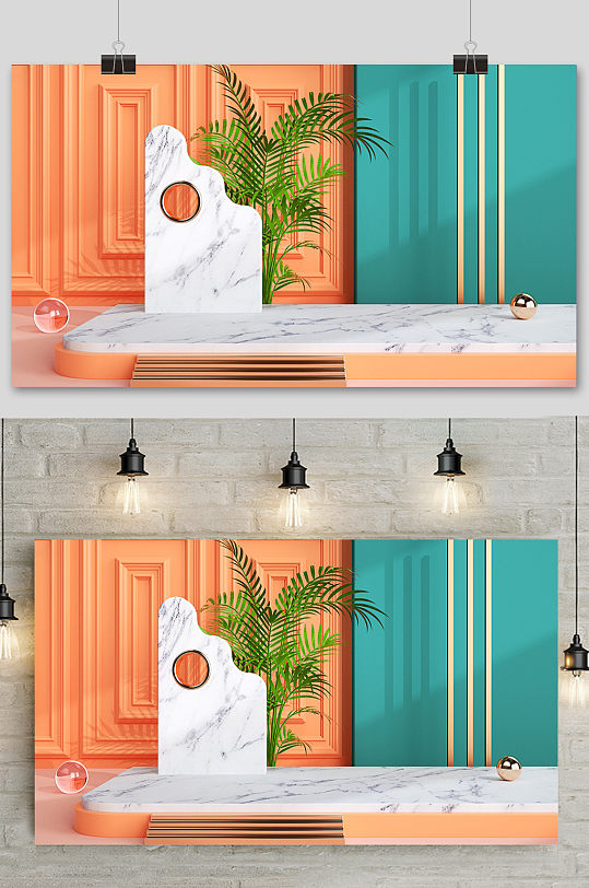 c4d电商场景元素设计 C4D电商展台场景背景-众图网