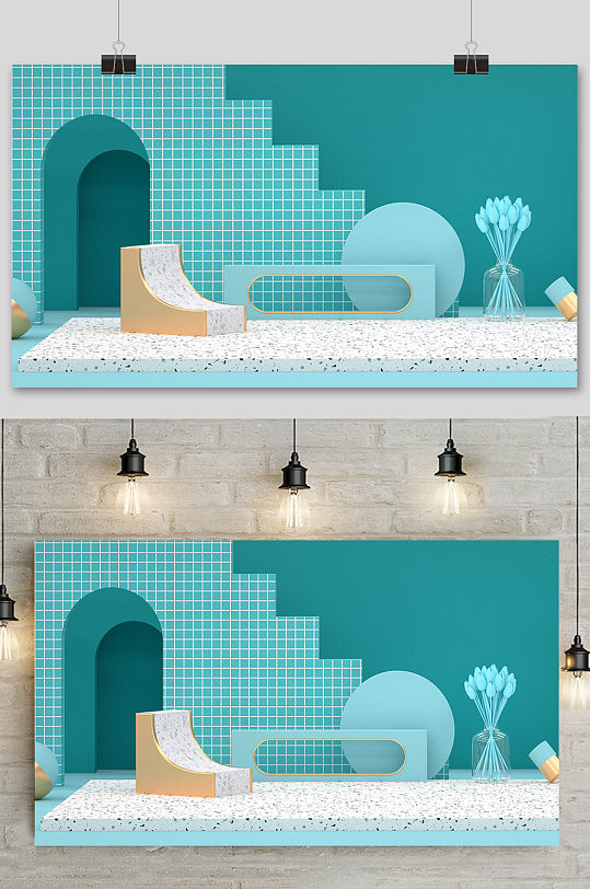 c4d电商场景元素设计 C4D电商展台场景背景-众图网