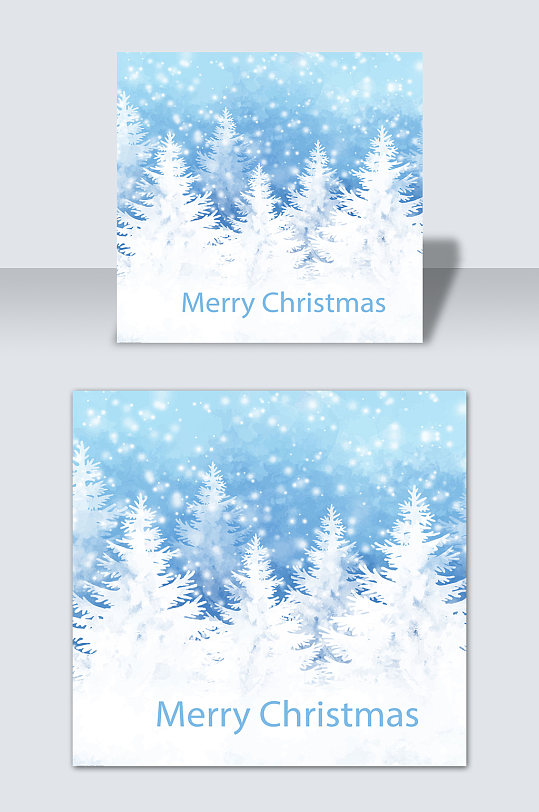 蓝色雪景圣诞节矢量素材背景