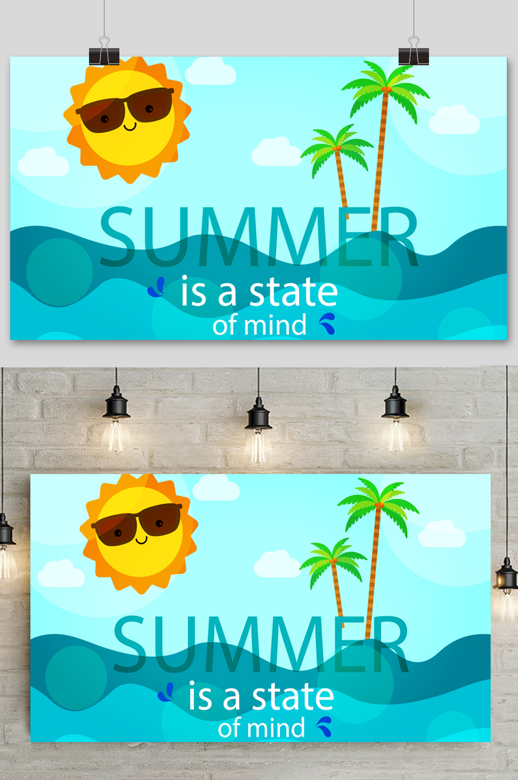 手绘卡通夏季促销背景元素素材素材